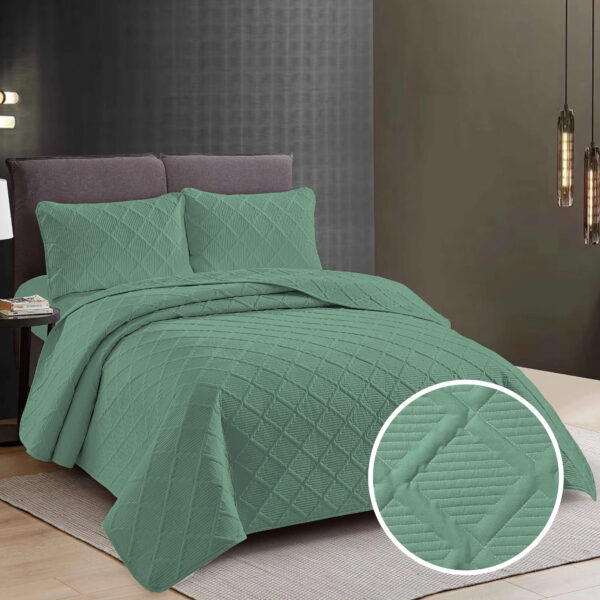 CUVERTURĂ PAT UNI + 2 FEȚE DE PERNĂ – MINT